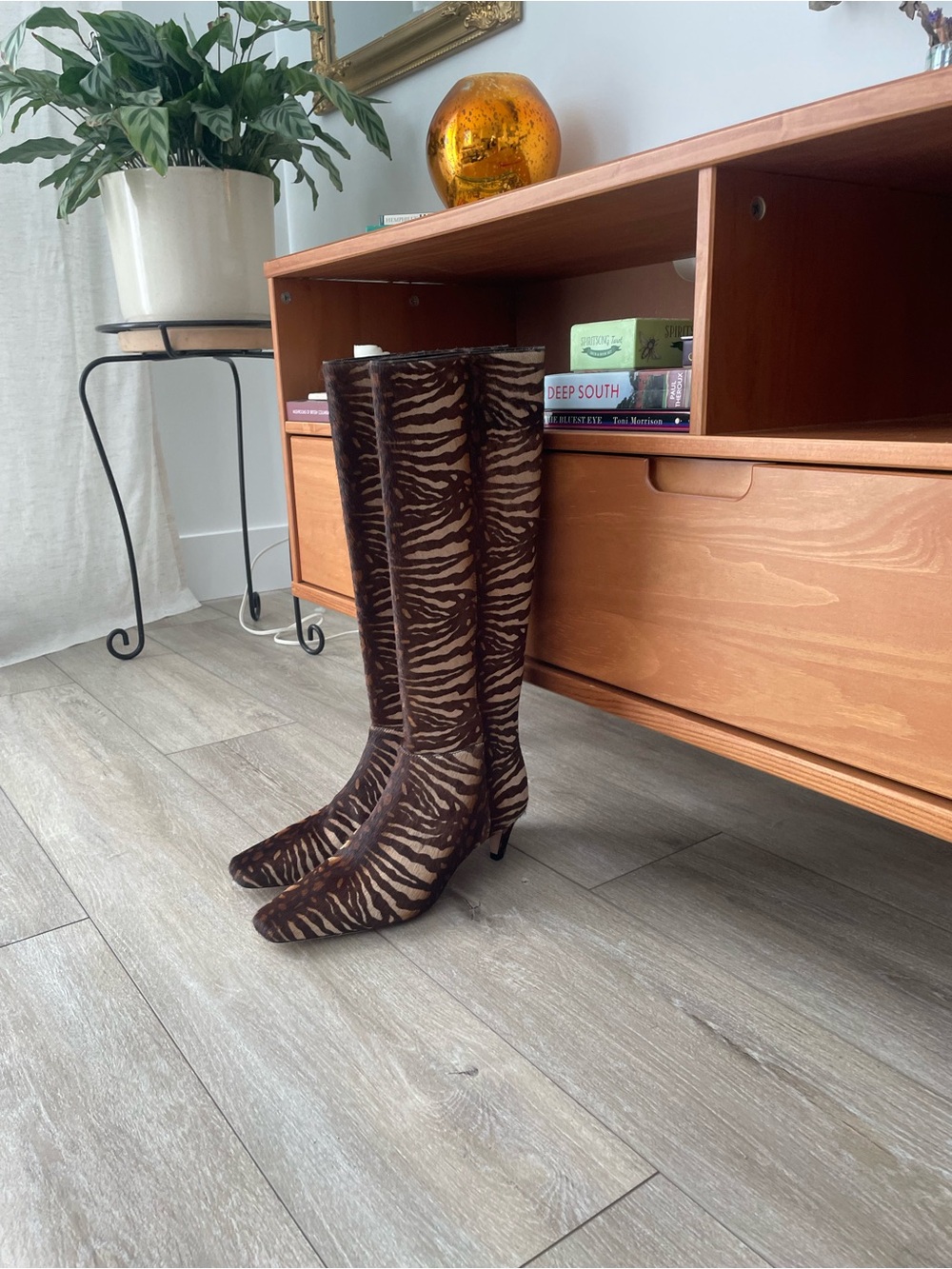 Women’s Brown Zebra-Print pony hair Boots